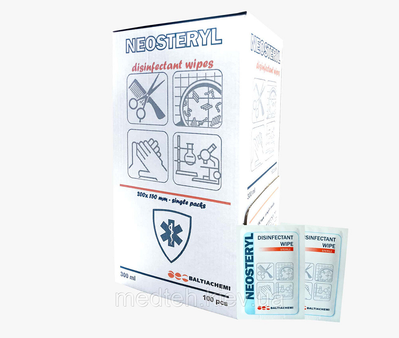 Дезінфікуючі вологі серветки "Неостерил " безбарвний індивідуальна упаковка